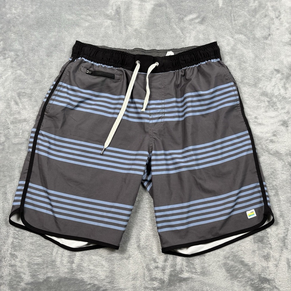 Vuori Banks Hybrid Shorts Linerless Drawstring Mens Large 8" Inseam Gray Blue*